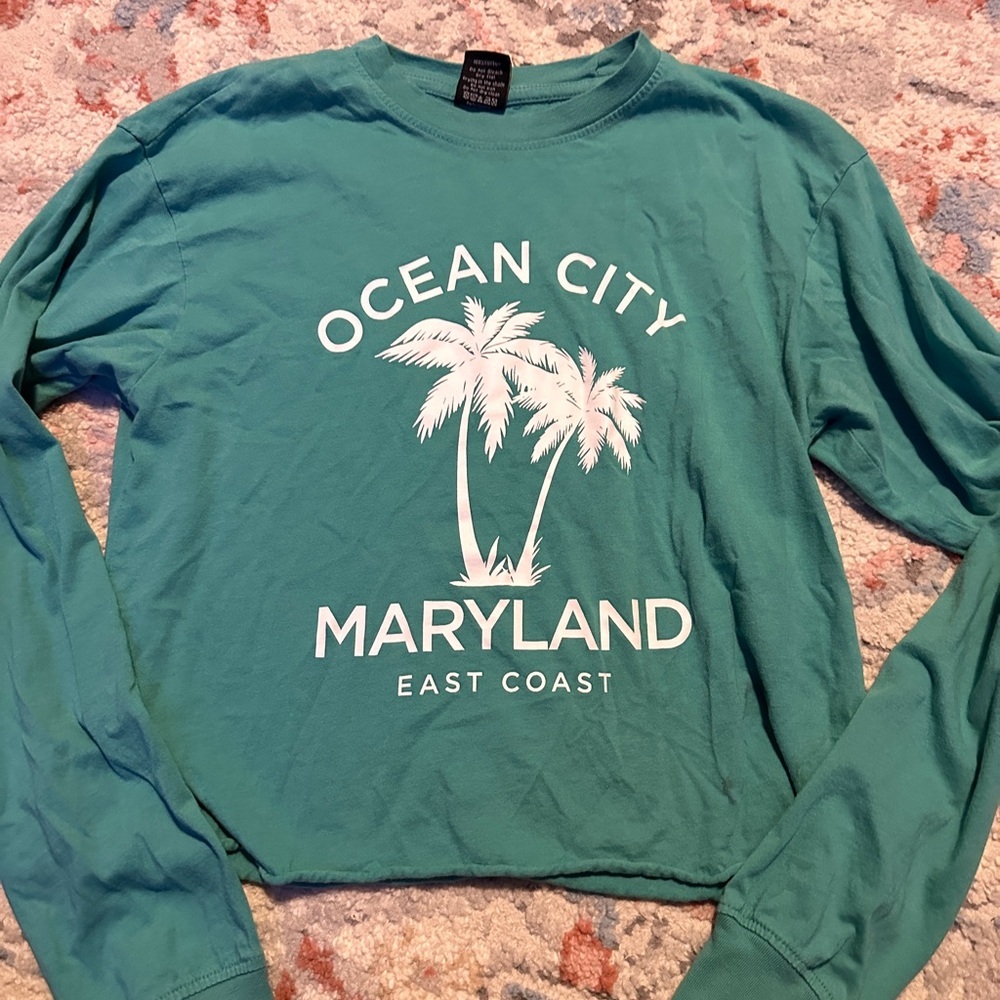 Ocean City Maryland Long Sleeve Crop Top